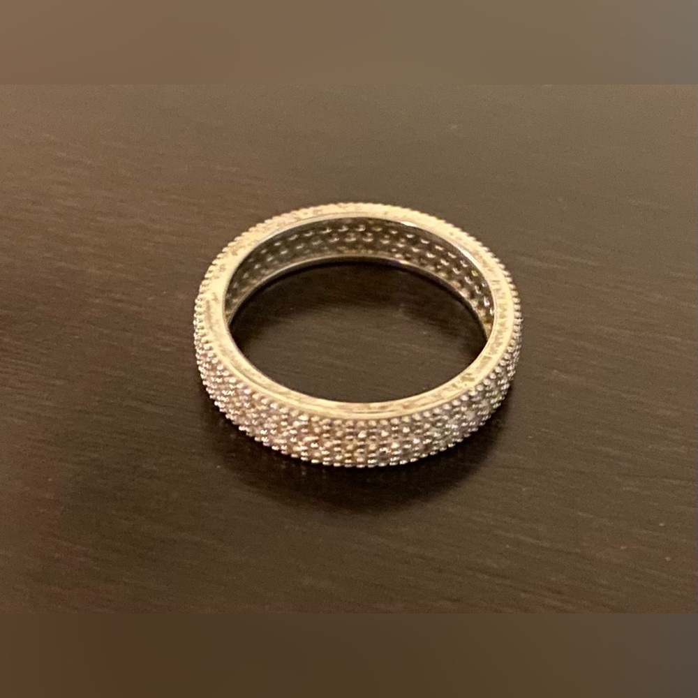 .925 Sterling Silver CZ Eternity Band Ring | Pave Cubic Zirconia | Size 8 - Picture 3 of 6